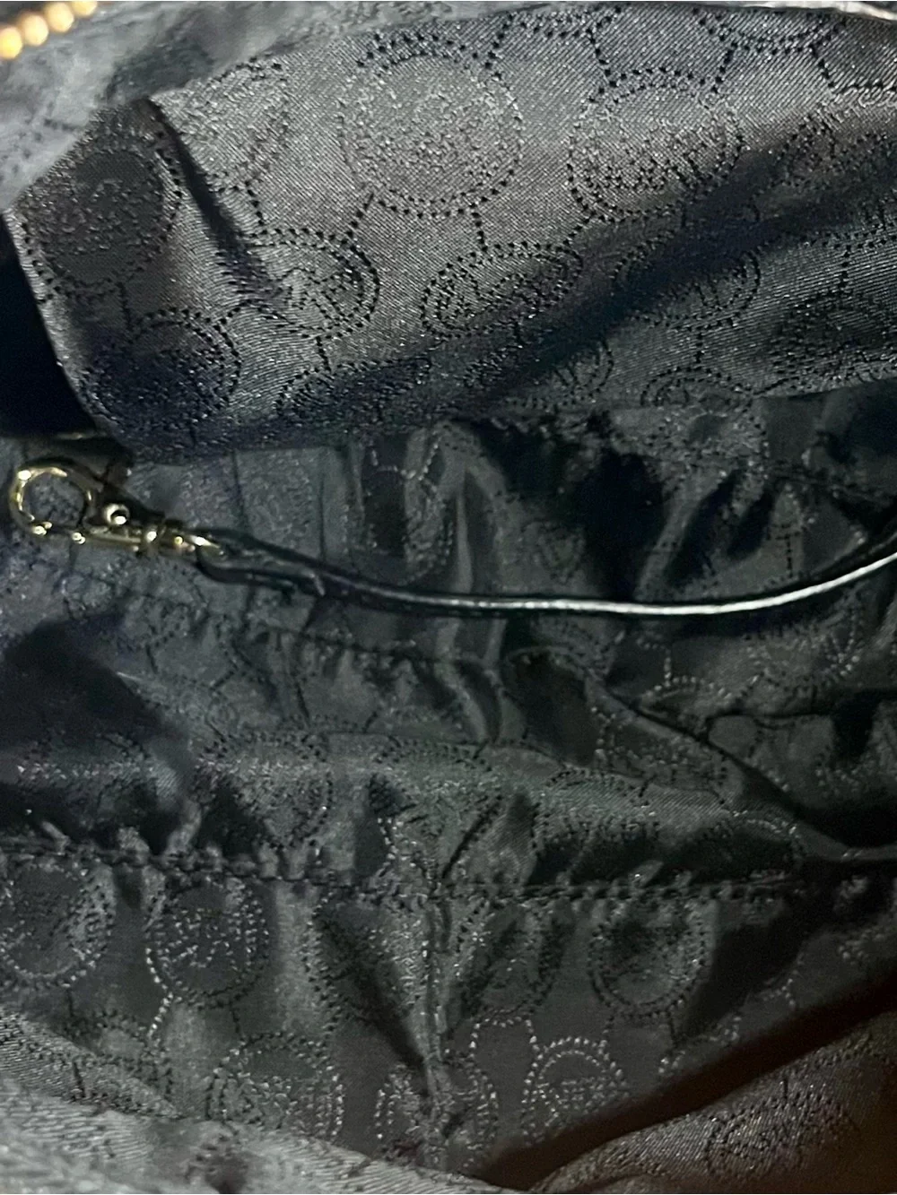Michael Kors Black Pebbled Leather Hobo with Gold-Tone Tassel Charm